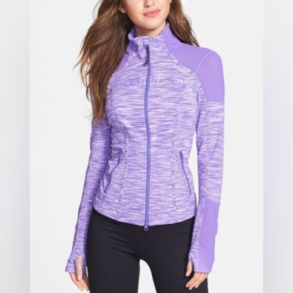 #68 Zella Activewear Power Purple Eclipse Space Dye Mesh Zip Jacket Nordstrom